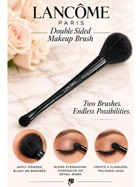 Lancome Dual-Ended Cheek & Contour Makeup Bronze Brush Blush Eyeshadow Duo Dual